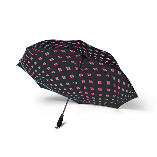 Retro Pink Blue Geometric Umbrella - Foldable | Vintage