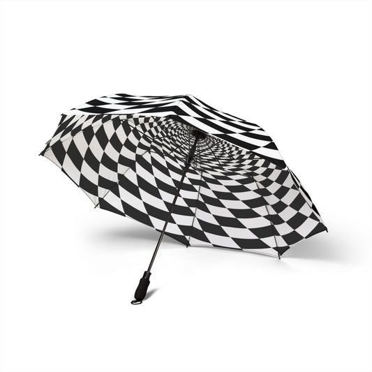 Hypnotic Spiral Black & White Pattern Umbrella | Semi-Automatic