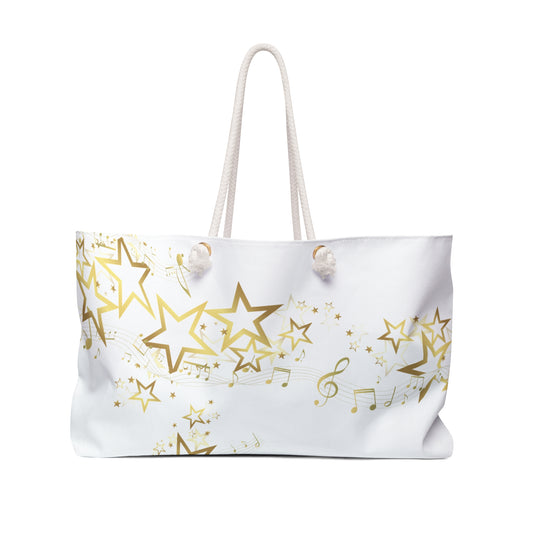 SYMPHONY of STARS Weekender Bag: Music Travel Tote, Stunning Gold Design