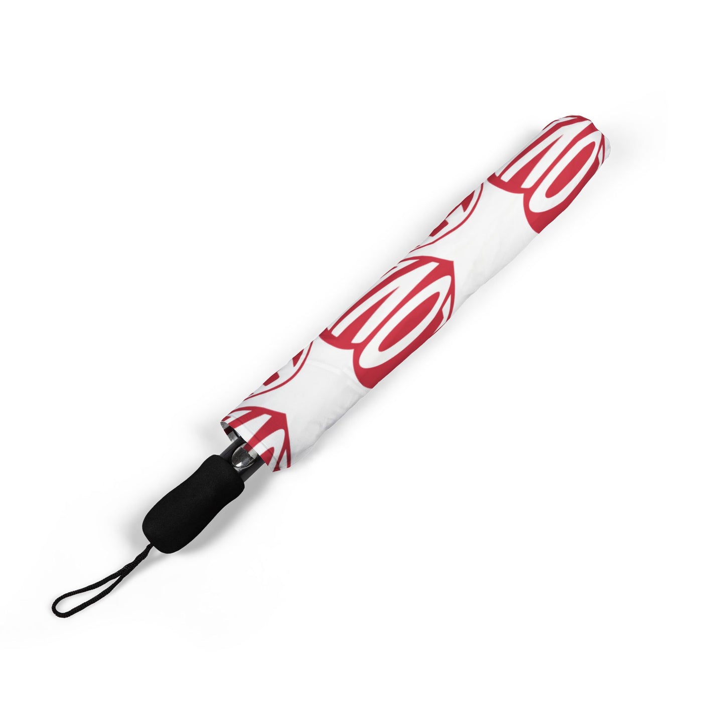 Red 'LOVE' Heart Pattern, Semi-Automatic Compact Rain Umbrella