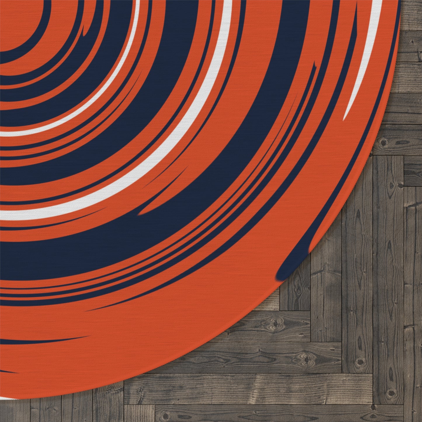 BRONCO Spiral Round Rug | Denver Navy Blue & Orange Team Colors
