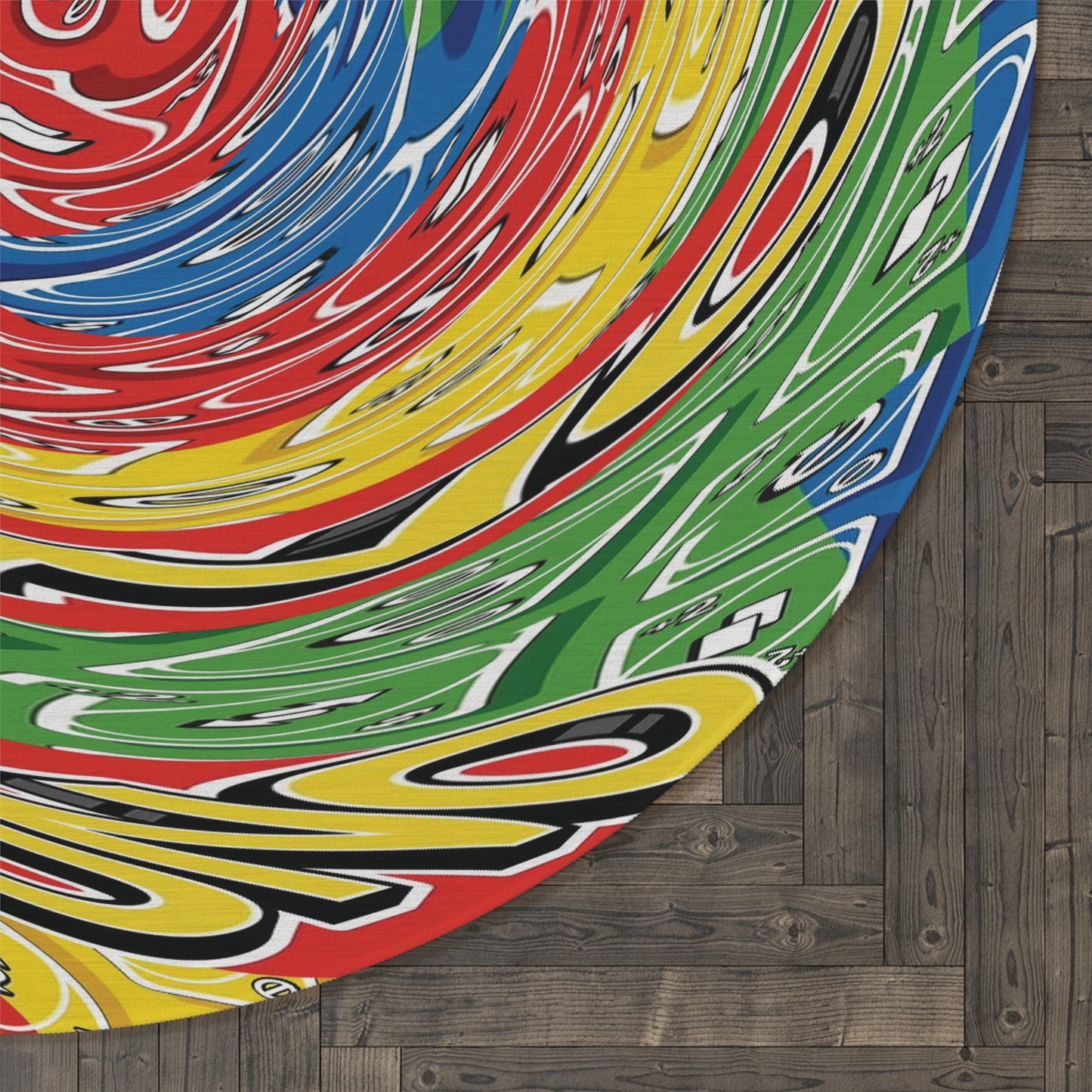 UNO Inspired Spiral Round Rug | Colorful Game Room Mat