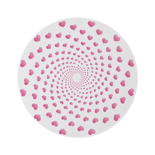 HEART SPIRAL Round Rug | Pink Swirl Accent Mat