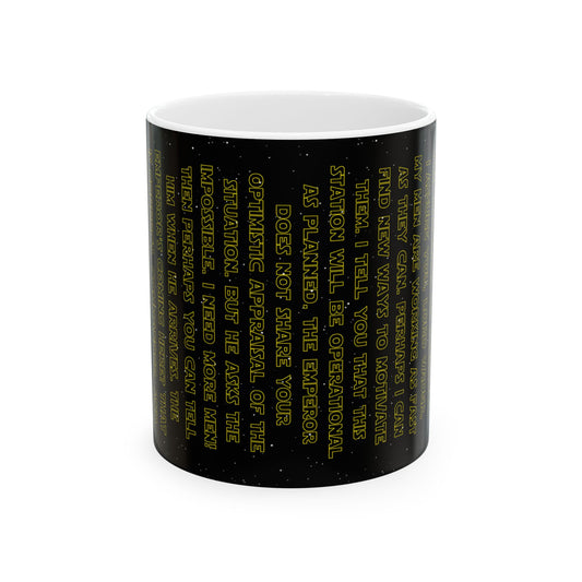 Starfield Quote Ceramic Mug – Sci‑Fi Opening Crawl Coffee Cup (11oz/15oz)