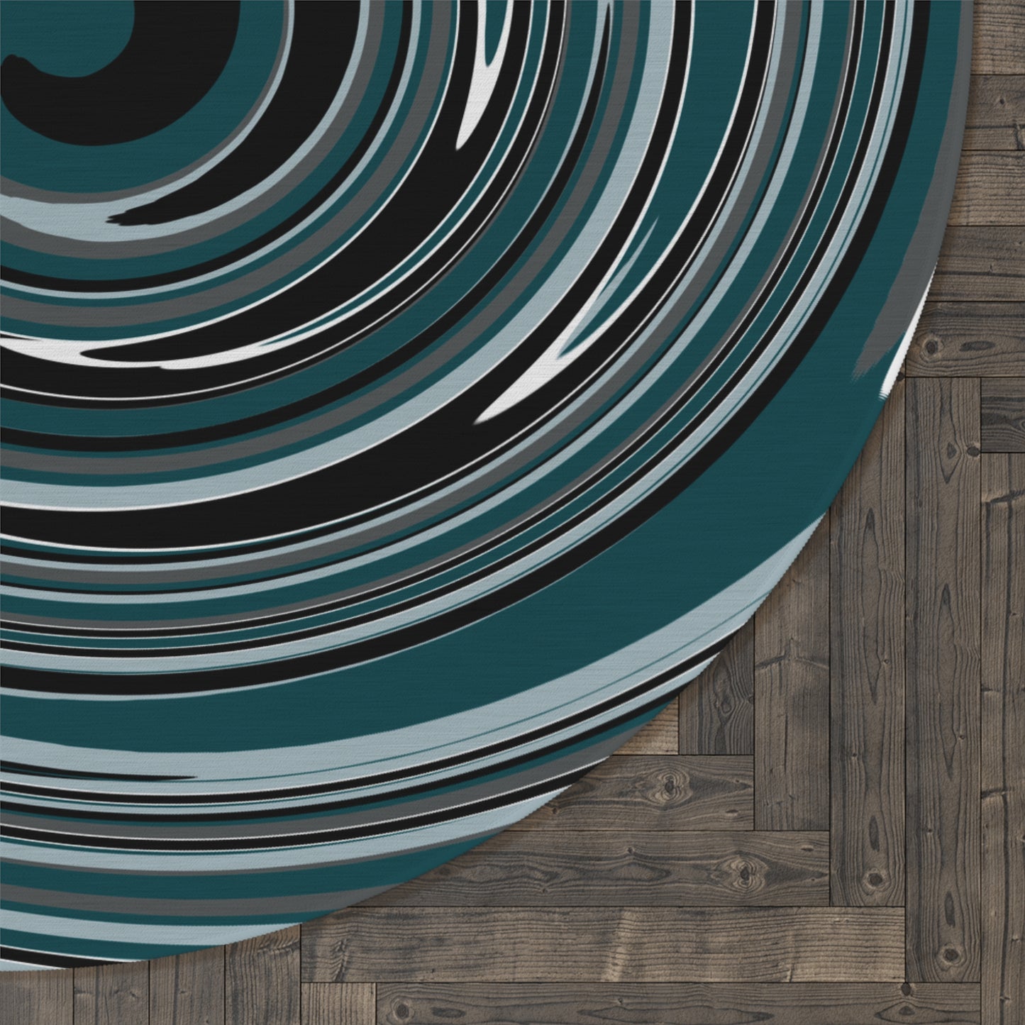 EAGLE Spiral Round Rug | Philadelphia Midnight Green & Silver Team Colors