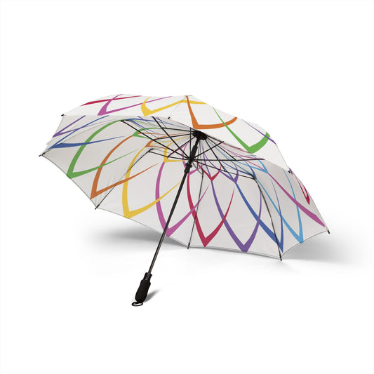 Rainbow Flower Petal Swirl Pattern Umbrella | Semi-Automatic Windproof