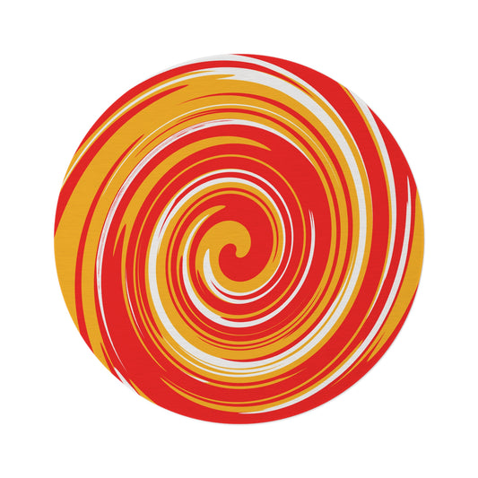 KC CHIEF Spiral Round Rug | Kansas City Red & Yellow Team Colors