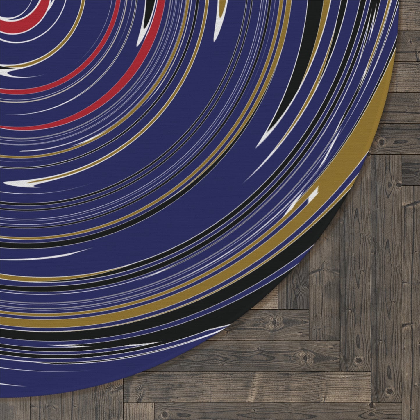 RAVEN Spiral Round Rug | Baltimore Purple & Gold Team Colors