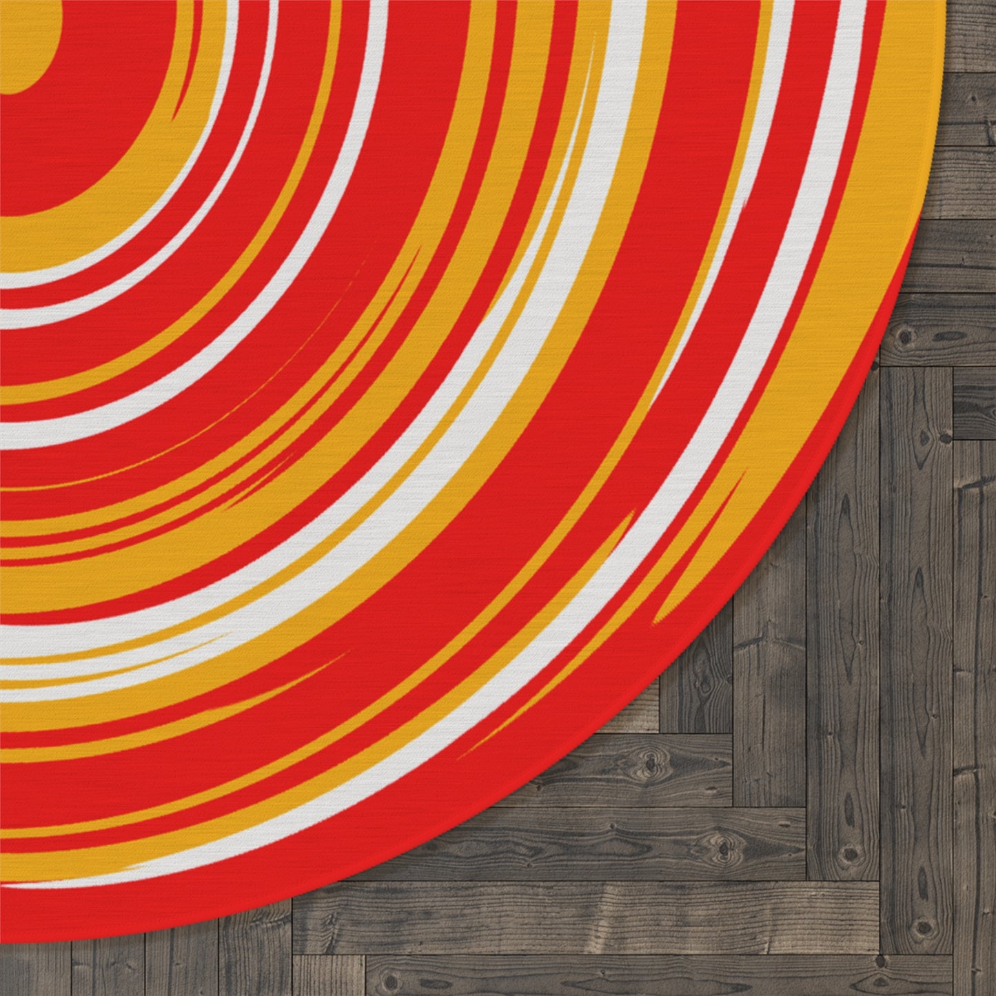 KC CHIEF Spiral Round Rug | Kansas City Red & Yellow Team Colors
