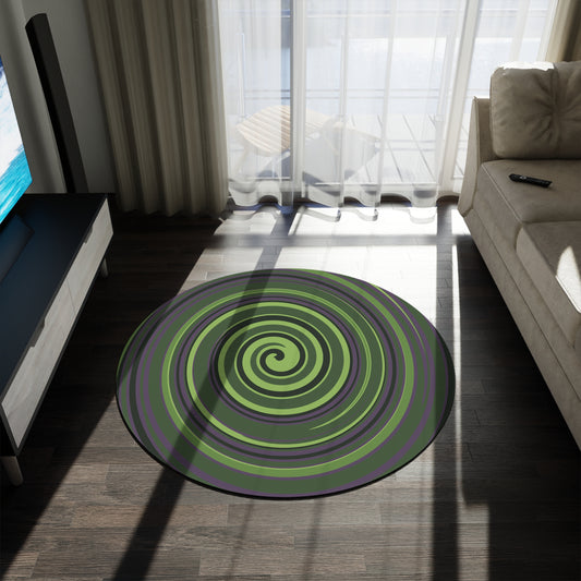 Super Hero Hulk Green Spiral Round Rug | Bold Swirl Floor Accent