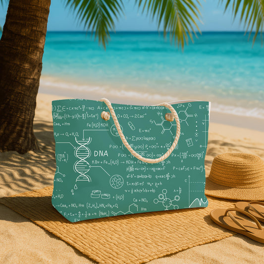 DNA Science Tote Bag - Large Emerald Green Weekender for STEM Fans