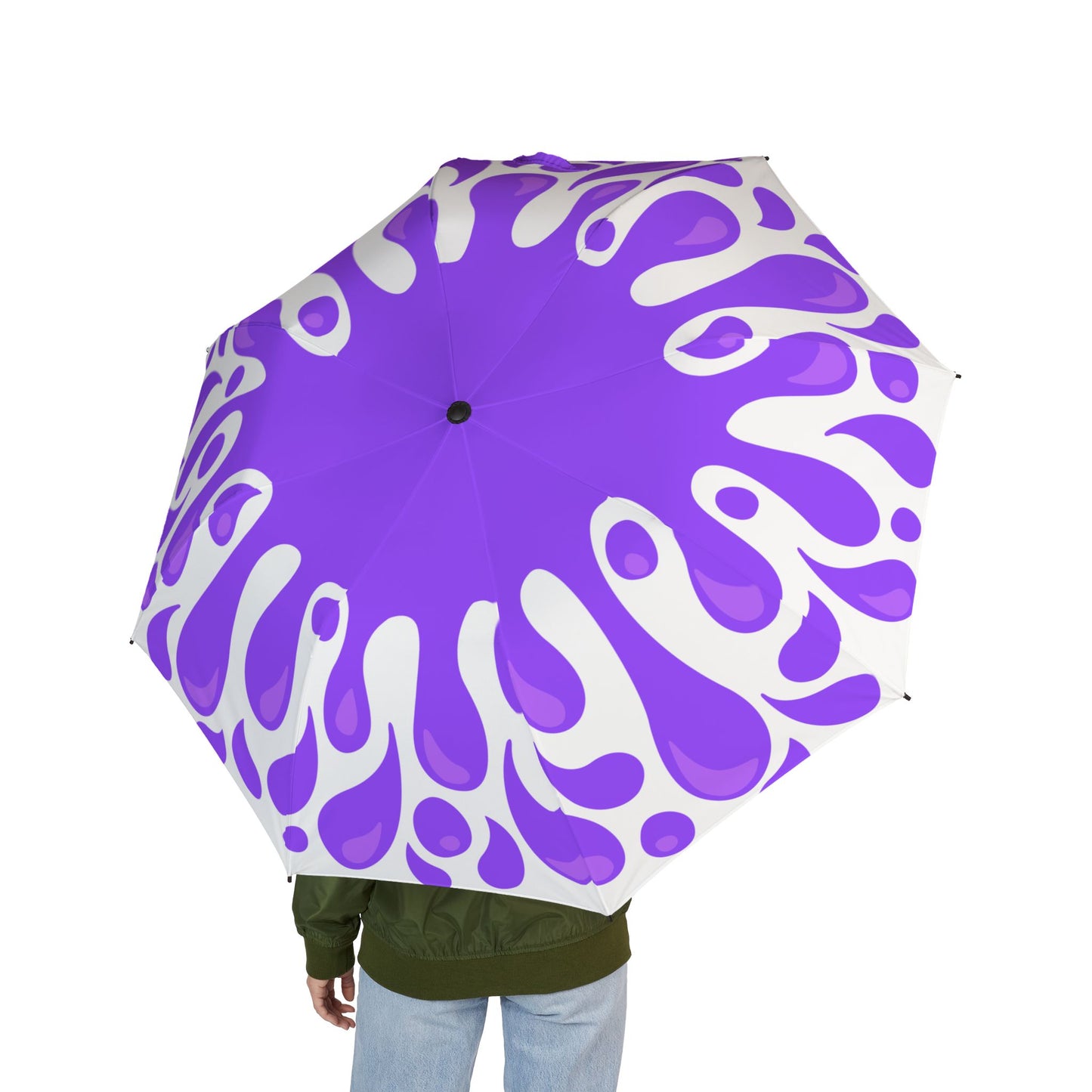 Splattered Purple Paint Pattern Umbrella – Semi-Automatic Rain Umbrella
