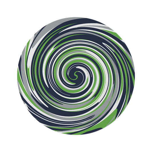 SEAHAWK Spiral Round Rug | Seattle Action Green & Navy Team Colors