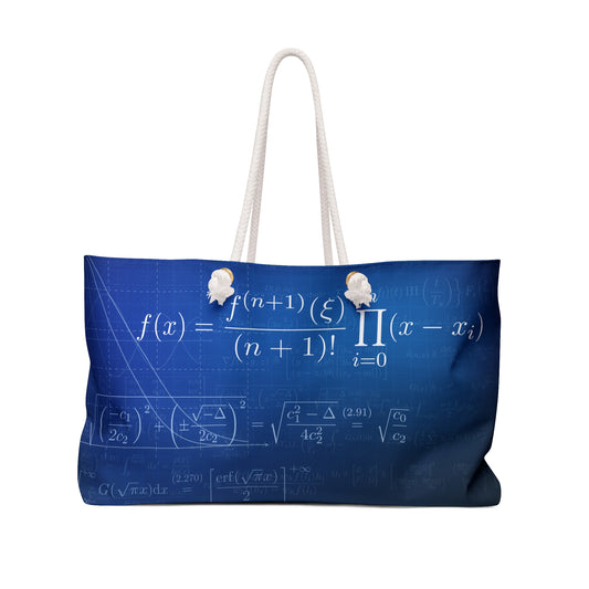 BRILLIANT MATH Royal Blue Weekender Bag, Stylish Tote for Students, Travel Perfect Graduation Gift, Science & Mathematical Fan