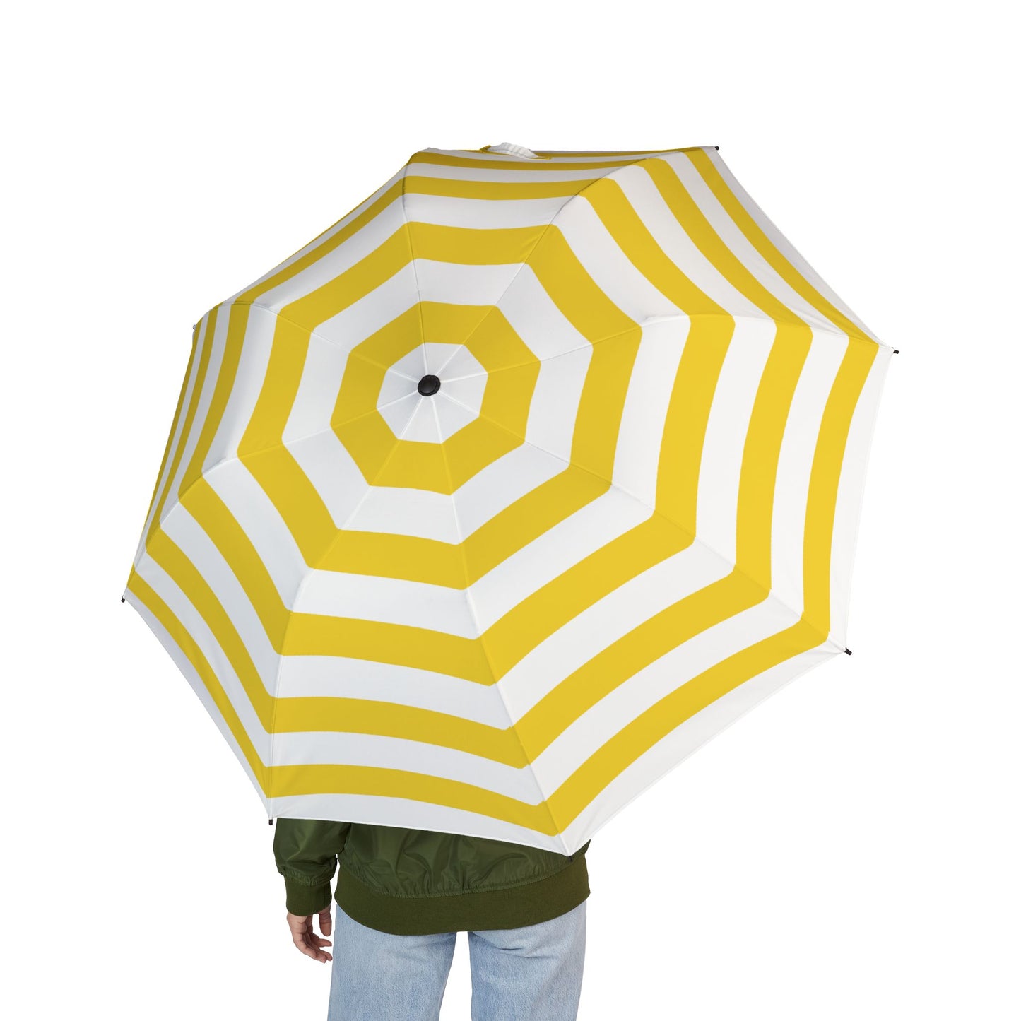 Yellow Striped Umbrella - Bright Foldable | Sunny Design