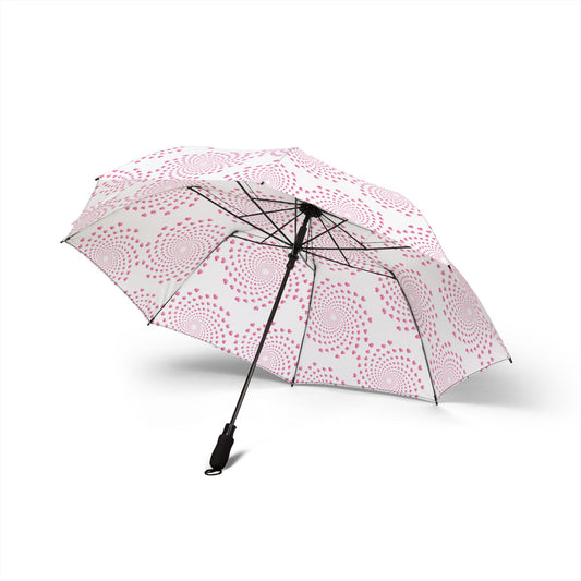 Pink Heart Swirl Umbrella - Romantic Foldable | Valentine