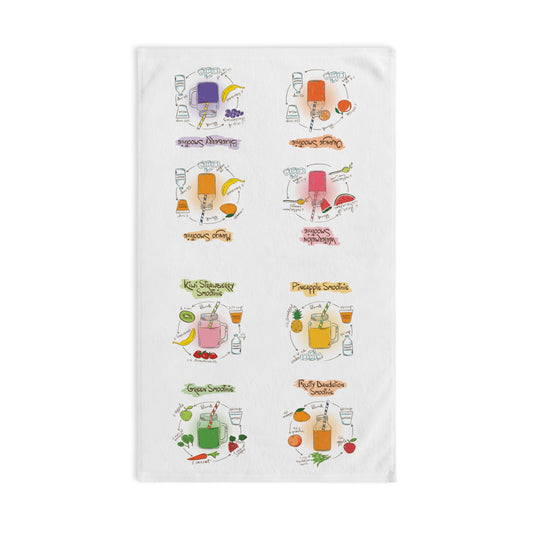 Colorful Smoothie Recipe Hand Towel - 4 Fruity Recipes are on the Towel, Kitchen Decor & Gift Ideas