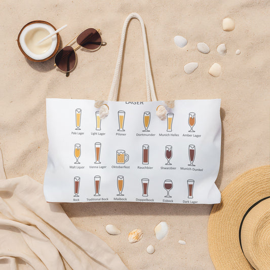 Beer Fest Weekender Tote Bag - Large Craft Beer Lover Travel Bag