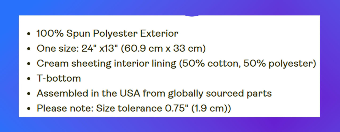 Product description text on a white background with a blue border