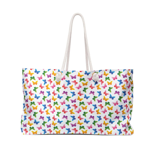 Colorful butterfly-patterned bag