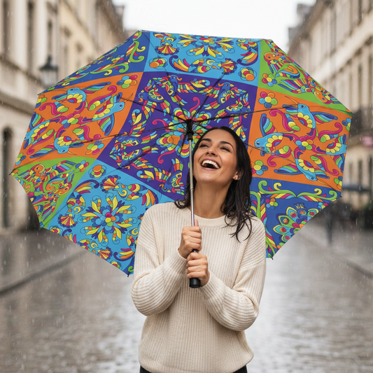 Neon Birds Swirl Umbrella