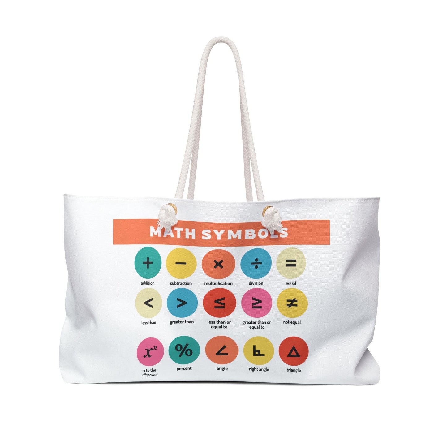 MATH SYMBOLS Weekender Tote | Large Educational Travel Bag