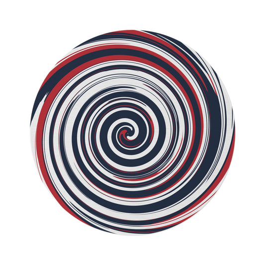 PATRIOT Spiral Round Rug | New England Nautical Blue & Red Team Colors