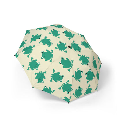 Green Frogs Umbrella - Windproof Compact | Whimsical Ribbitt Gift