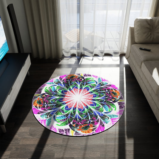 Bohemian Kaleidoscope Round Rug | Colorful Mandala Floor Accent