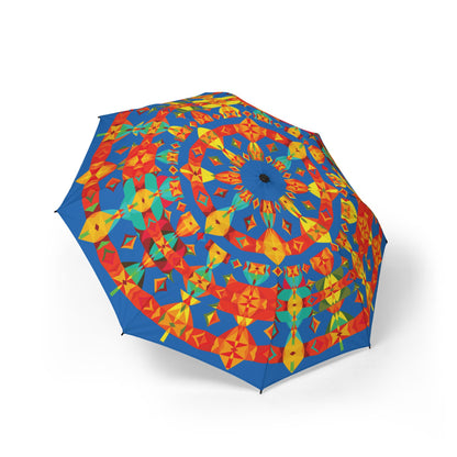 Blue Kaleidoscope Mandala Umbrella - Windproof Foldable | Vibrant Gift
