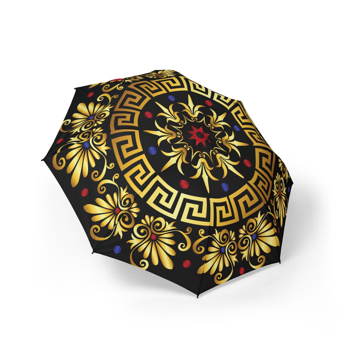 Royal Gold Swirl Umbrella - Windproof Compact | Artistic Gift