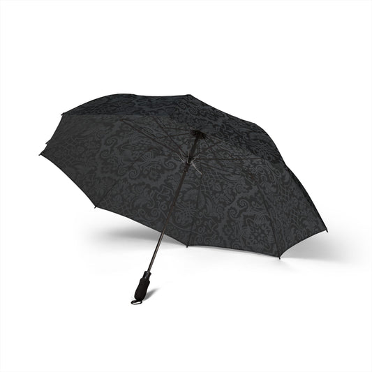 Black Lace Damask Pattern Umbrella | Semi-Automatic Rain