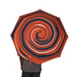 Umbrella with a red and blue spiral pattern on a white background
