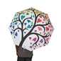 Umbrella with colorful heart pattern on a white background
