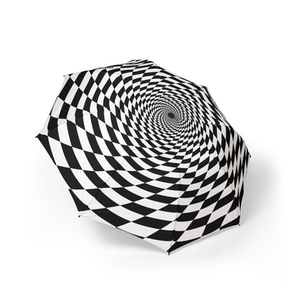 Hypnotic Spiral Black & White semi-Automatic Pattern Umbrella | S