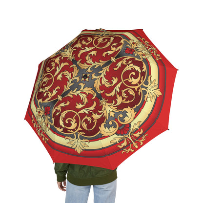Red Gold Mandala Umbrella - Windproof Foldable | Elegant Gift