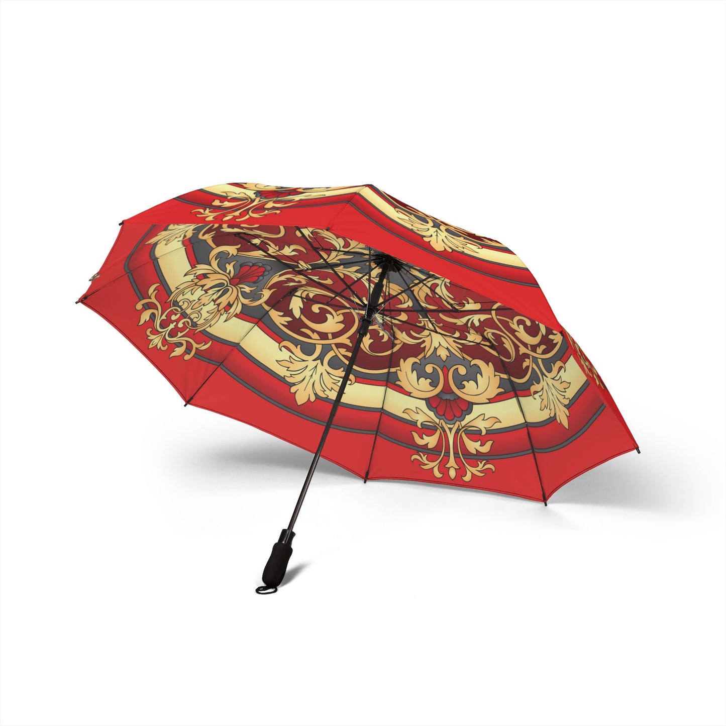 Red Gold Mandala Umbrella - Windproof Foldable | Elegant Gift