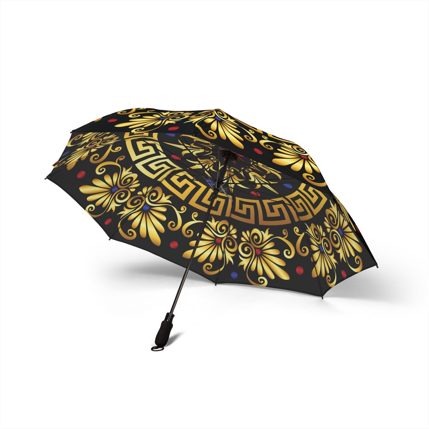 Royal Gold Swirl Umbrella - Windproof Compact | Artistic Gift