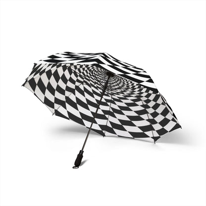 Hypnotic Spiral Black & White semi-Automatic Pattern Umbrella | S
