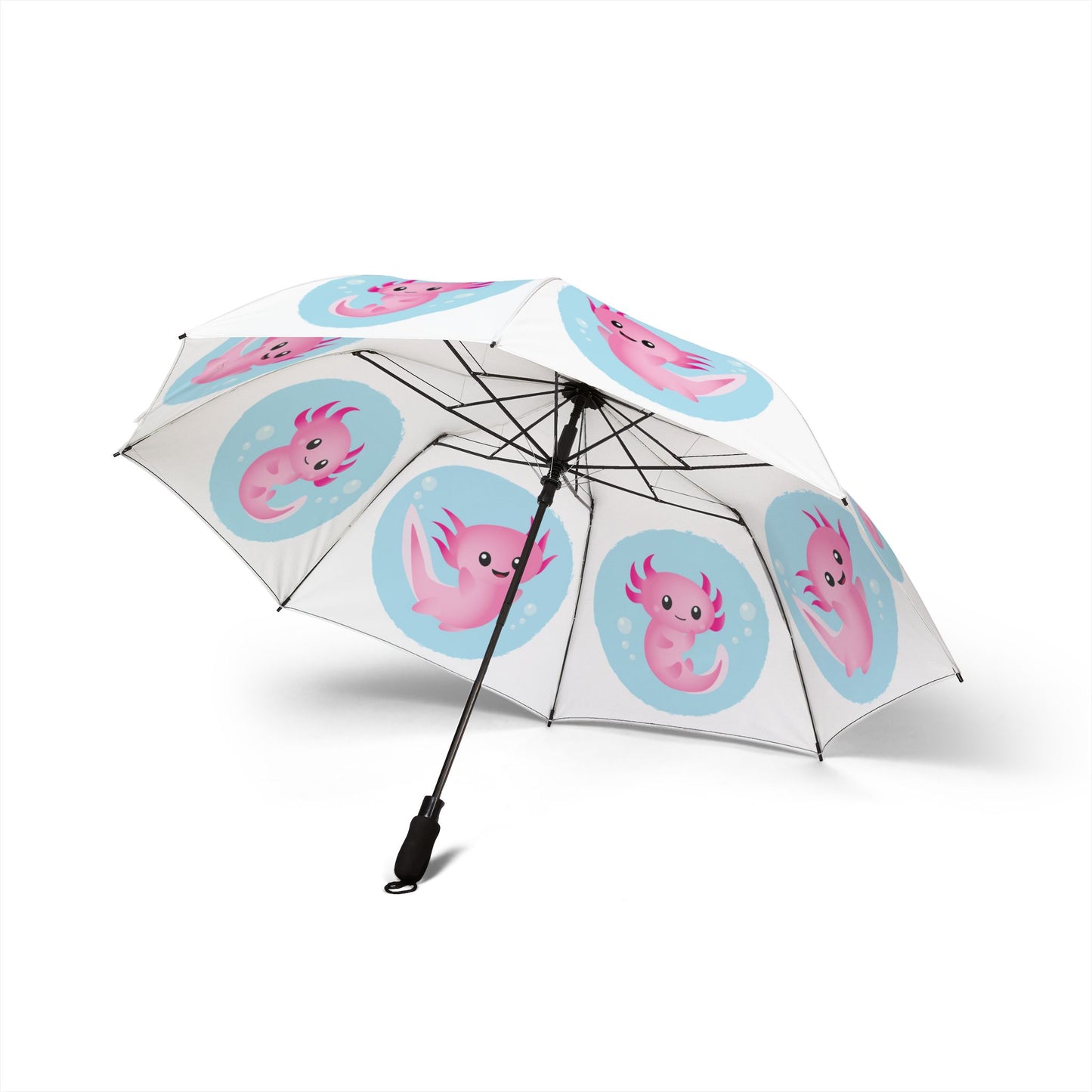 Axolotl Pink Blue Umbrella - Cute Windproof | Animal Gift