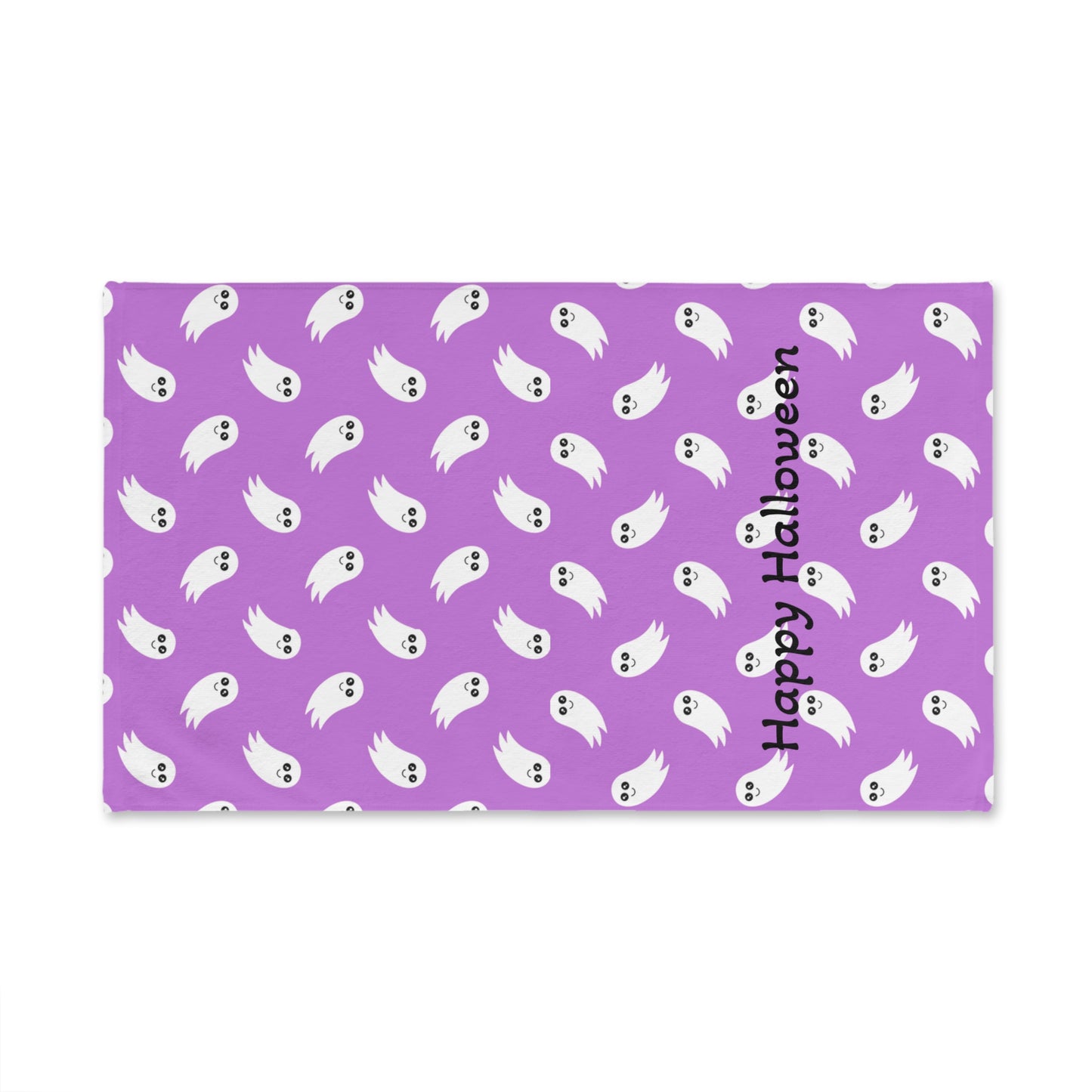 Purple Ghost Pattern Hand Towel - Cute Halloween Kitchen & Bathroom Accent