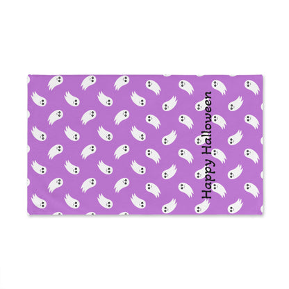 Purple Ghost Pattern Hand Towel - Cute Halloween Kitchen & Bathroom Accent