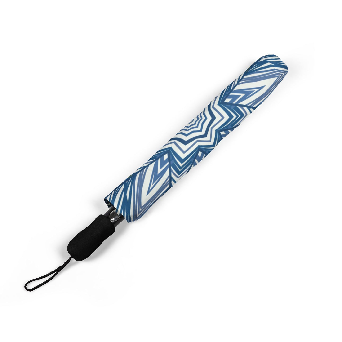 Regal Blue Flower Swirl Pattern Umbrella – Semi-Automatic Rain Umbrella