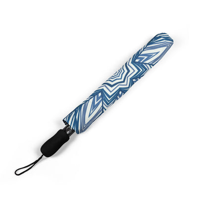 Regal Blue Flower Swirl Pattern Umbrella – Semi-Automatic Rain Umbrella
