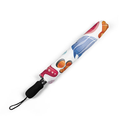 Sea Creatures Swimming Pattern Umbrella – Semi-Automatic Rain Umbrella