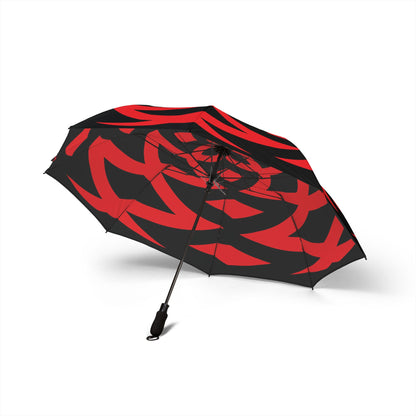 Black and red umbrella on a white background