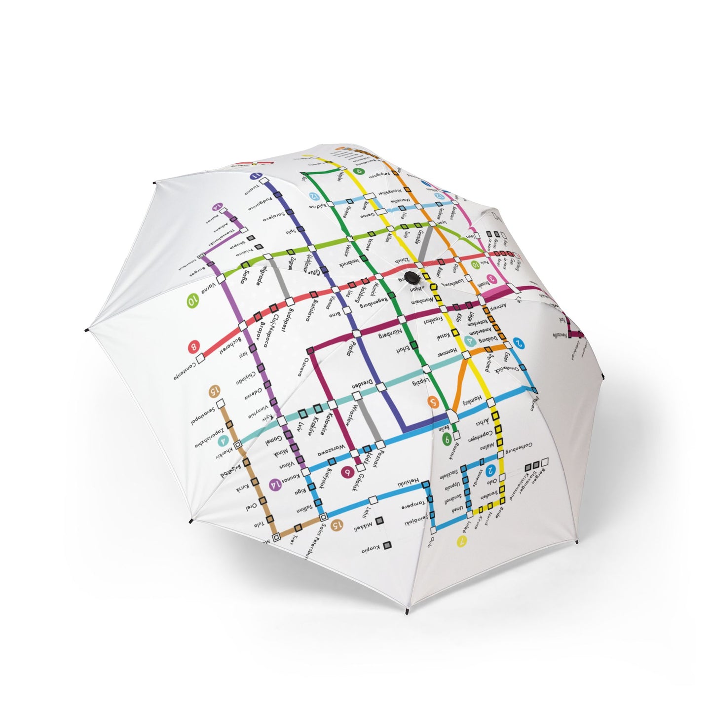 European Transit Map Umbrella - Windproof | Travel Gift