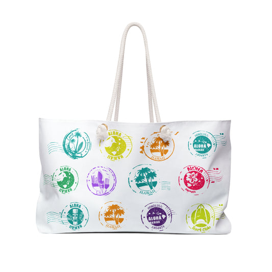Travel Stamps Weekender Tote Bag - Large Colorful Passport Travel Bag