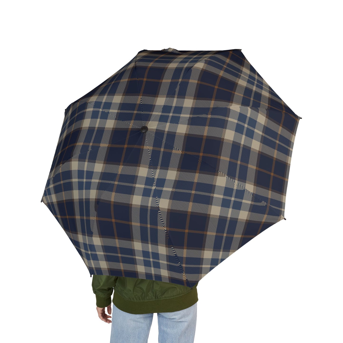 Navy Geometric Umbrella - Lightweight Travel | Modern Design Gift