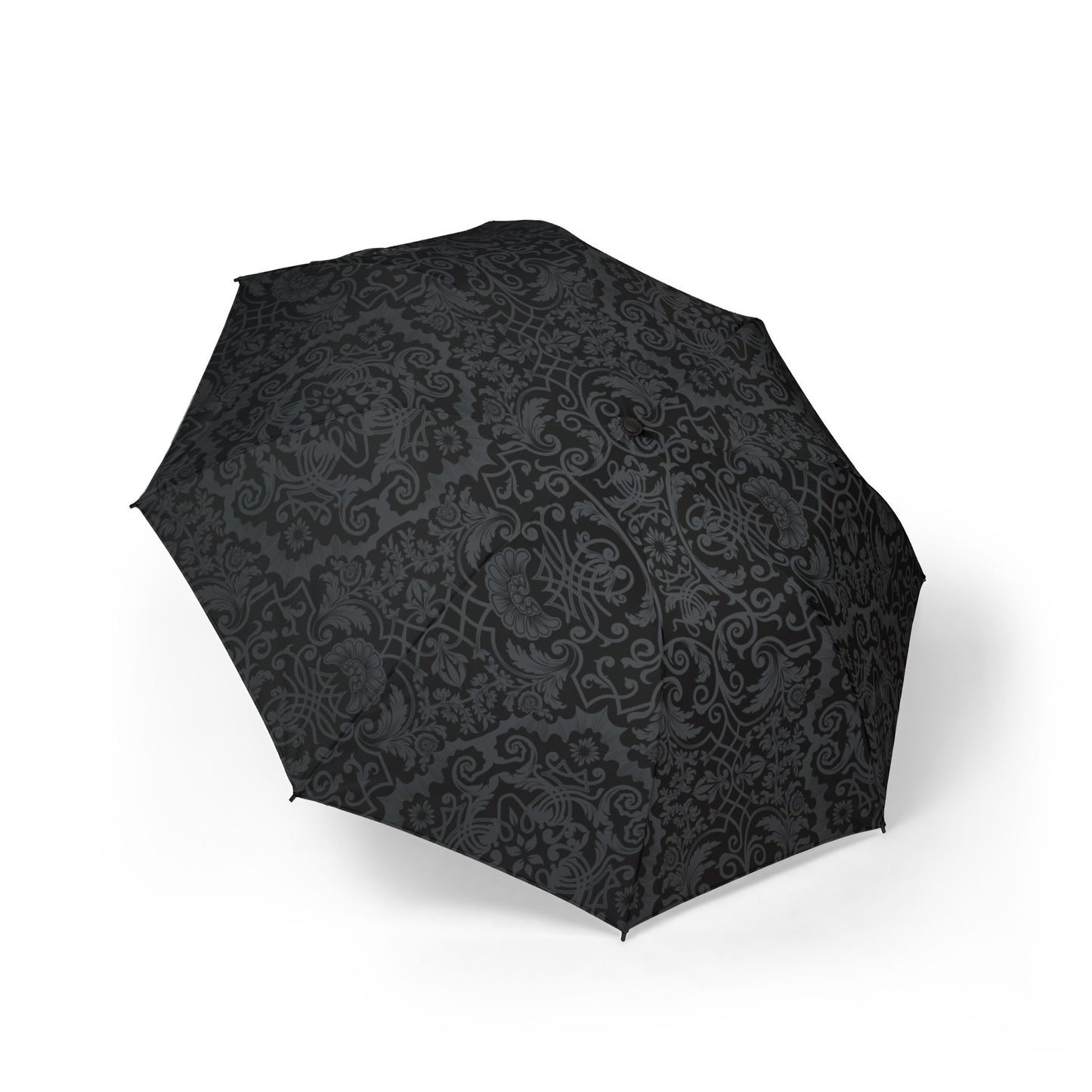 Black Lace Damask Pattern Umbrella | Semi-Automatic Rain